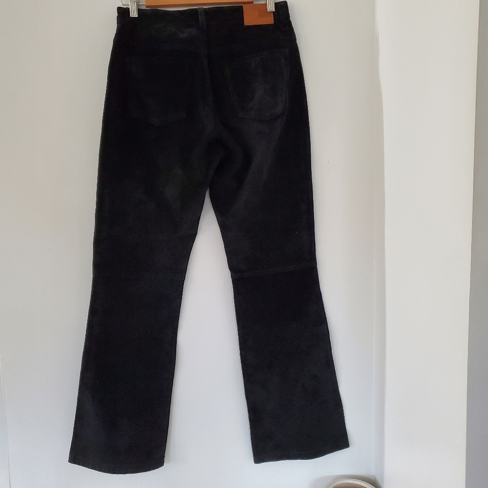 Black Suede Straight Leg Pants TOMMY HILFIGER Pockets Lined Preppy Luxury Sz 9